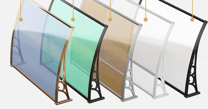 Polycarbonate Sheet Waterproof Window Canopy with 1000mm Width and Black Bracket Color