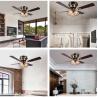 Buy cheap Minimalist Style Antique Brass Crystal Led Ceiling Fan 100lm/w 48inch 4 Blades from wholesalers
