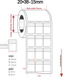 20mmx38-15mm Cable Adhesive Label 1.5mil White Gloss Transparent Water Resistant