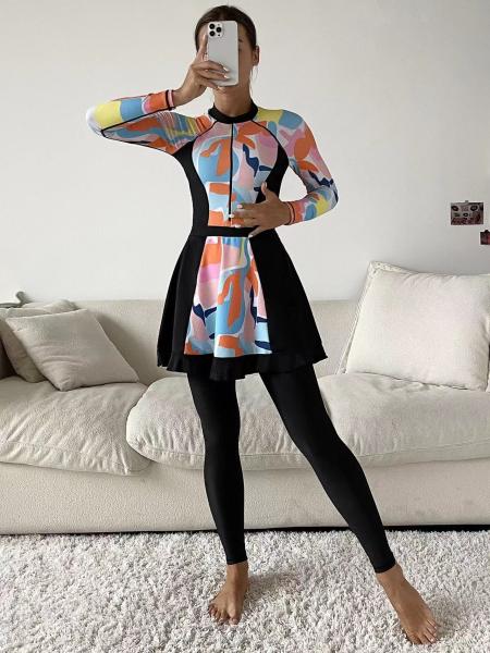 Buy cheap Geometric Print Muslim Swimsuit Conservative Full Surrounded Islamic Swimming Costume from wholesalers