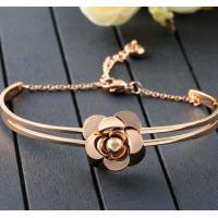 Buy cheap Camellia Bracelet 18K Plating Stainless Steel Brangle Adjustable Size Bracelet product
