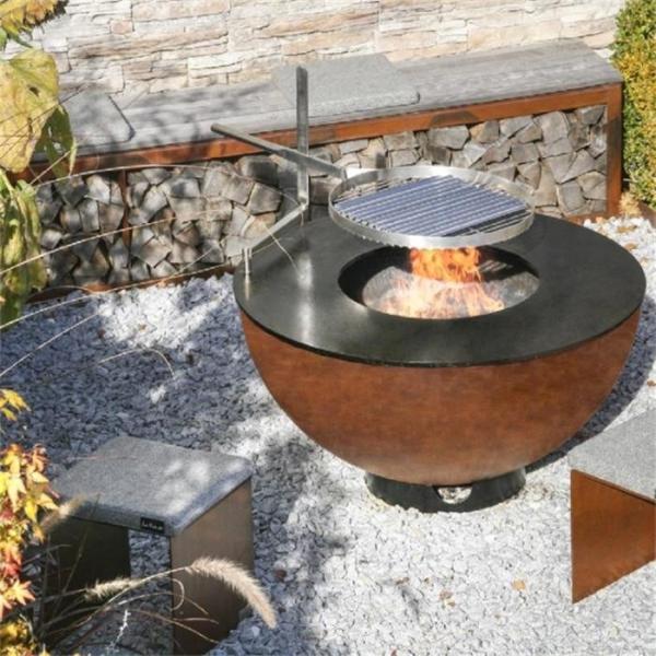 Buy cheap Outdoor Round Rusty Barbecue Fire Bowl Corten Steel Camping Fire Pit Grill from wholesalers