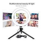 USB Dimmable Ring Led Beauty Light , Desk Makeup Light Live Stream Phone Holder