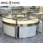Beautiful Round Glass Jewelry Display Showcase With Low Power Consumption Lights