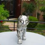 Mirror-Polished Stainless Steel Cast Tiger Animal Sculpture