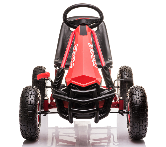 Kids 5-7 Years Red Four-Wheel Pedal Go-Kart Toy with Inflation Wheel Clutch and Brake