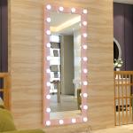 Single Sided Full Length Hollywood Mirror Pink Metal Framed Full Body Vanity