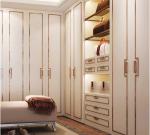 White Glass Door Combine Bedroom Wardrobe Closet With Soft Closing Sliding