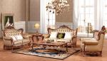 Antique Living Room Noble Sofa Sets Classic Leather and Wood Couch Furniture