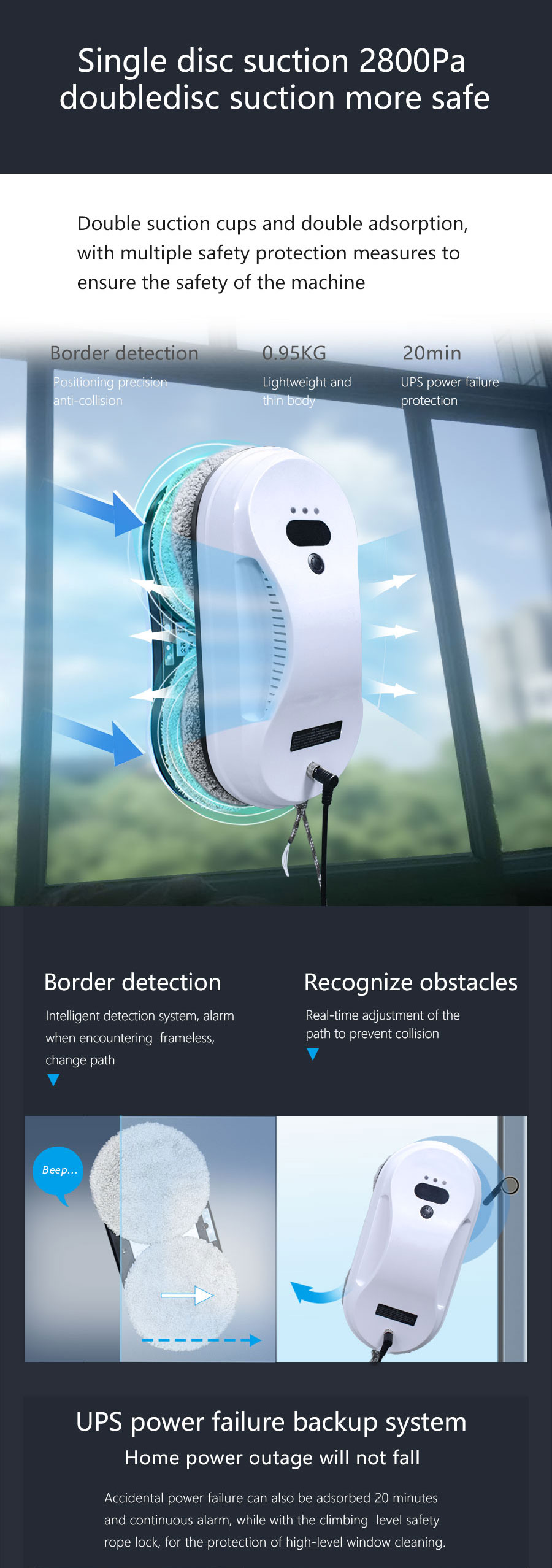 English Small Noise Magnetic Window Cleaner Robot Rechargeable Remote Window Cleaner