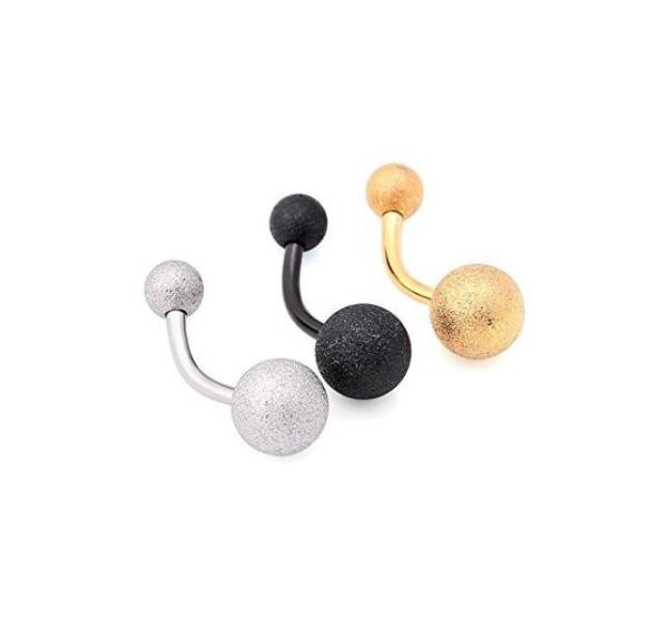 Buy cheap Belly button ring matt silver gold black navel ring two balls barbell body piercing jewelry free sample from wholesalers