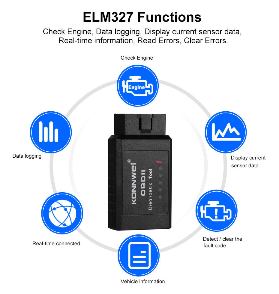 Mini Car diagnostic ELM327 wirelessScanner Bluetooth Auto 12V OBD2 EOBD protocol