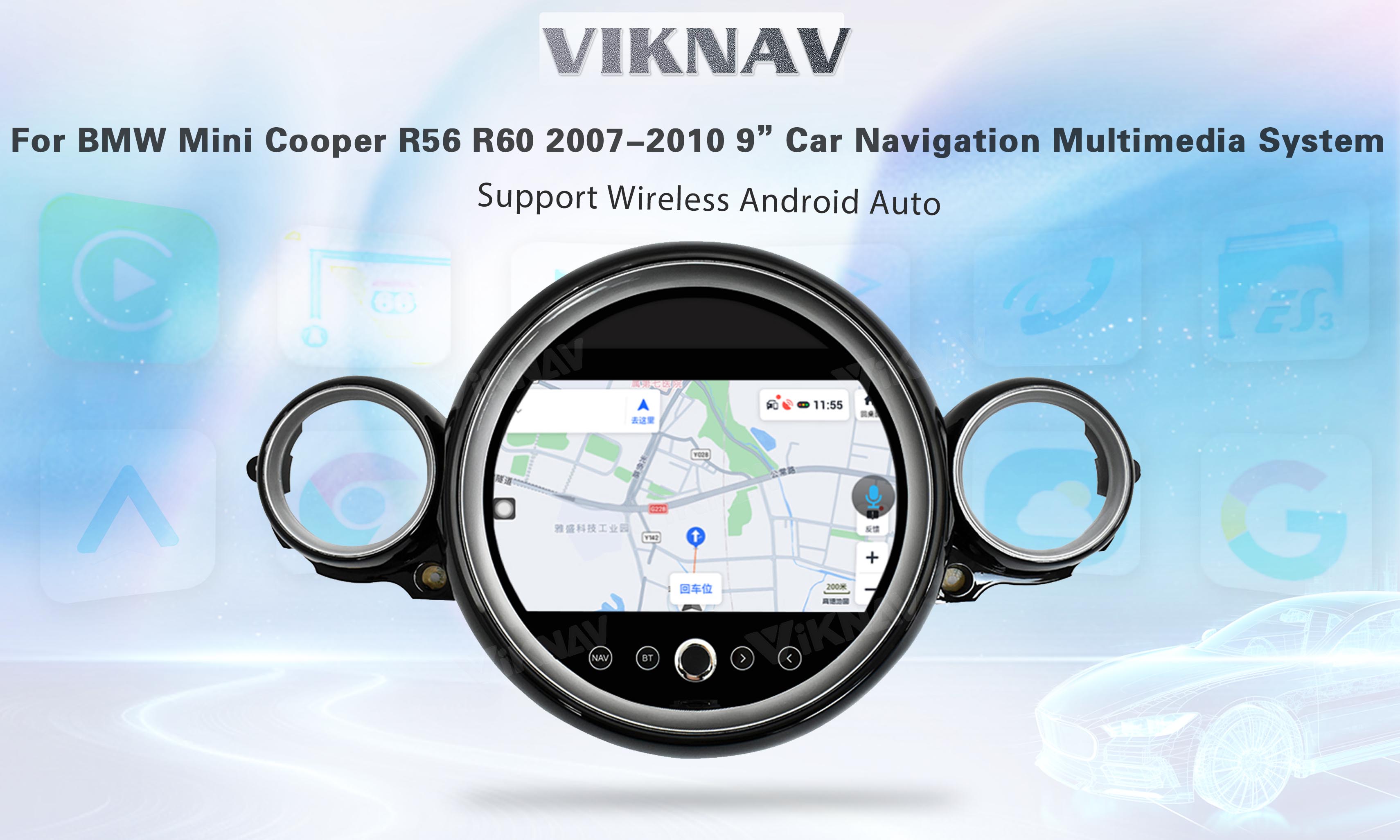 car stereo Head Unit Android 9 Inch Screen For BMW Mini Cooper R56 R60 2007-2010