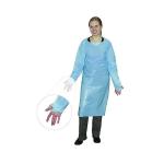 Single Use Surgical Aprons Blue Plastic Patient CPE Gowns With Long Sleeves