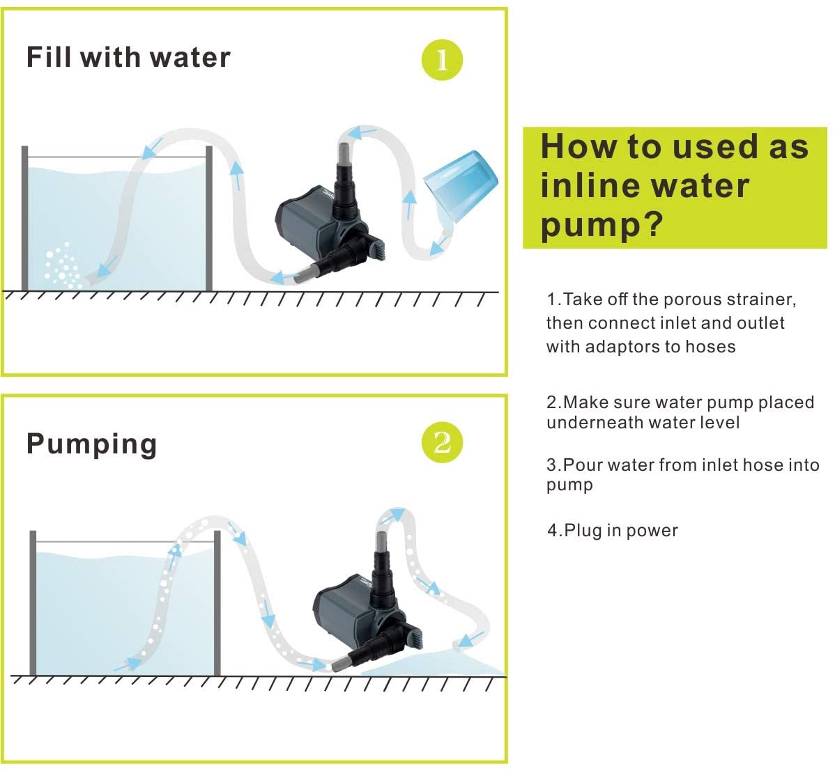 Plastic 38w Submersible Water Pump Fish Tank