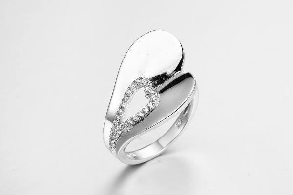 Buy cheap Clear CZ Pear Shaped 925 Silver Band Ring Unisex / Womens Jewelry 2mm Wide from wholesalers