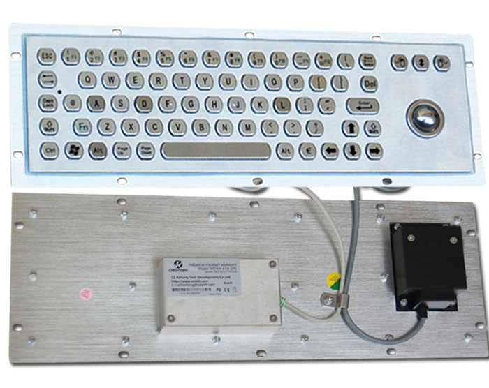 Vandal Resistant Industrial Computer Keyboard with trackball , water resistant keyboard Metal