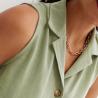 Buy cheap Custom Summer Women Fashion Blank Sleeveless Button up Belted Playsuit Casual Linen Short Jumpsuit from wholesalers