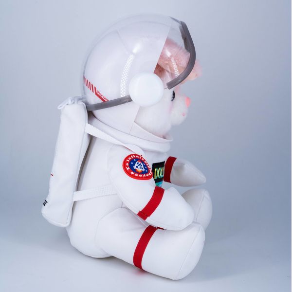 OEM ODM Plush Sitting Bear Toys With Wear Space Suit Customized Logo Tag Label