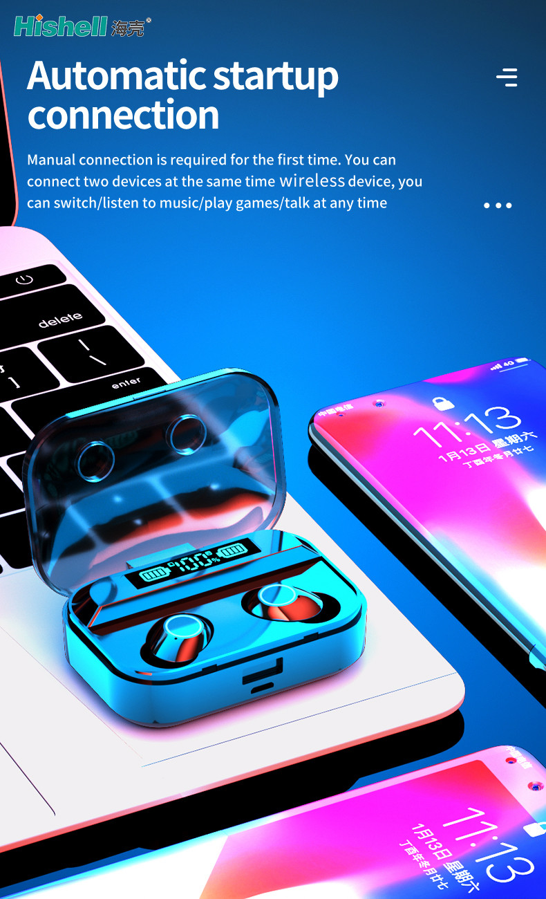 Clear Cover TWS Wireless Earbuds Multifunction Hifi Bluetooth Headset TG02