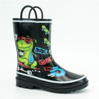 Buy cheap Kids Black Dinosaur Printed Rain Boots Tear Resistant product