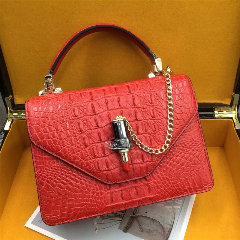 Authentic Real Crocodile Skin Lady Purse Genuine Alligator Leather Women Single Cross Shoulder Bag Female Small Handbag