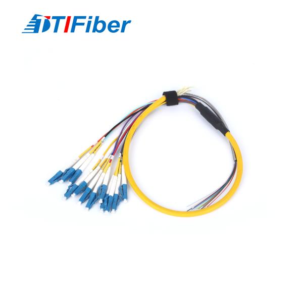 Buy cheap 0.9mm 12core LC SM Fiber Optic Pigtail With Yellow Fiber Optic Cable from wholesalers