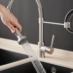 Low Lead Modern Sink Faucet Commercial Brass Single Handle Pull Down Sprayer