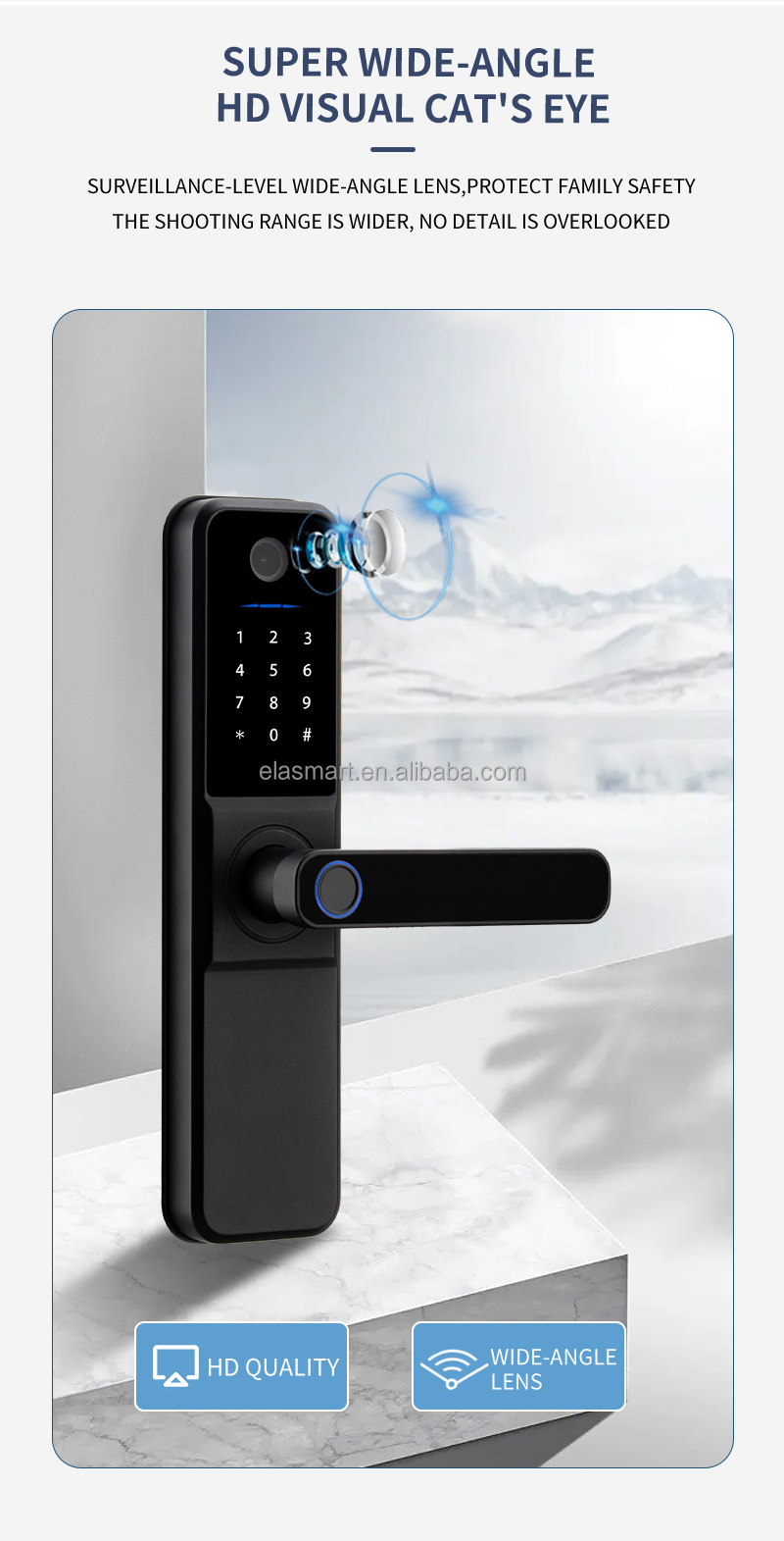 WiFi Fingerprint Door Lock Aluminum Alloy Smart BLE Door Lock