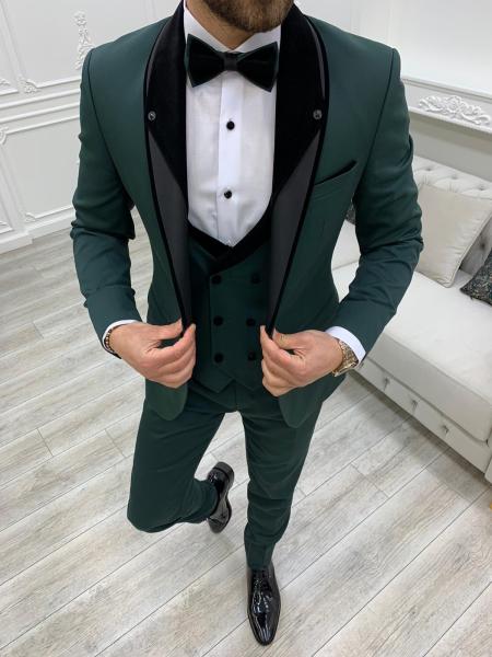 Buy cheap Bergamo Green Mens Peak Lapel Tuxedo from wholesalers
