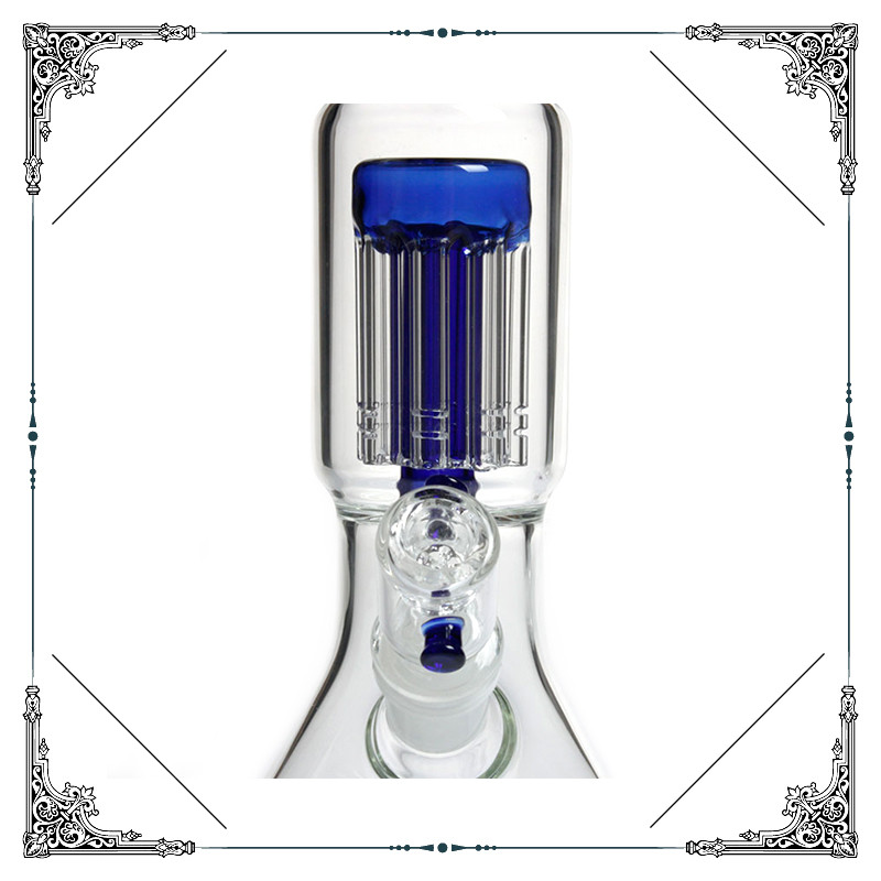 Ice Catcher Beaker Bottom Borosilicate Glass Bongs 8 Arms Perc Splash Guard