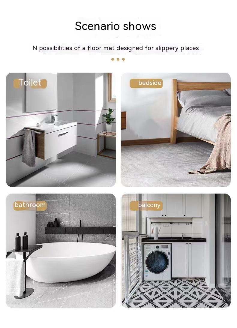Customized Color Non Slip Bathroom Mat Rug Super Absorbent Stain Resistant PVC Bathmat