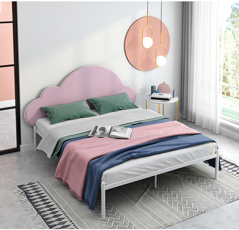 All Iron 4ft White Metal Double Bed Frame Durable And Stable