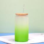 Lightweight Colored Borosilicate Glass Smoothie Tumbler With Straw 18 Oz Glass