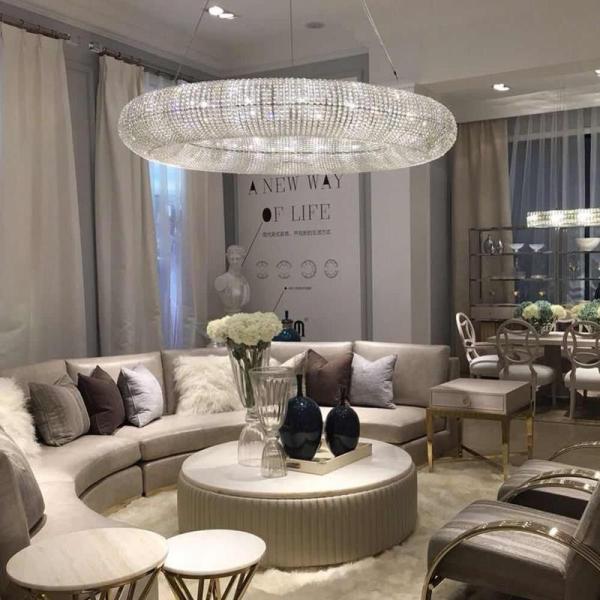 Buy cheap Luxury Circle Crystal Chandelier For Living Room Led Home Decor Lamp large pendant light(WH-CY-190) from wholesalers