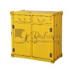 Shipping Container Nightstand Rusty Iron Frame Double Door Accent Side Cabinet