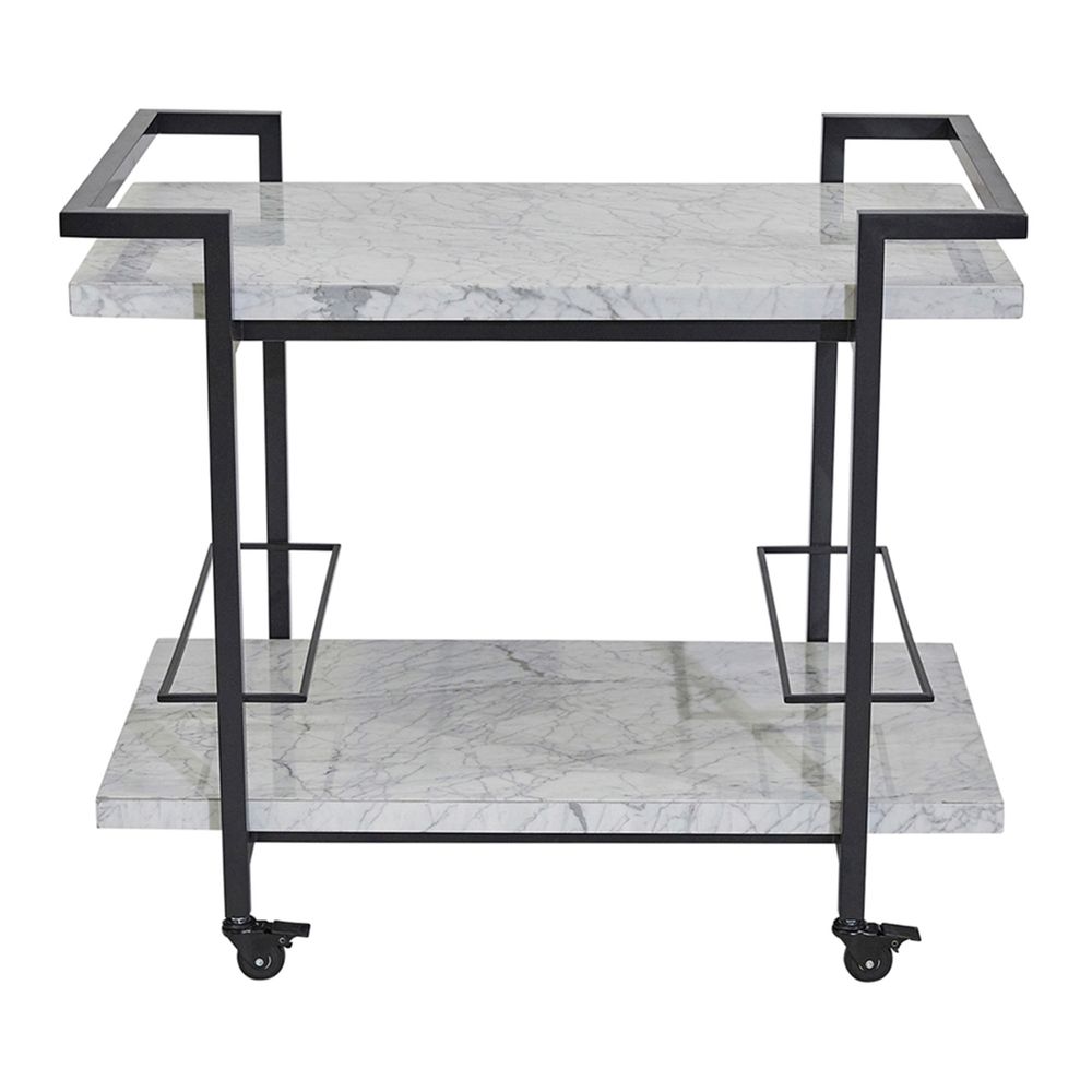 Marble Top Drinks Trolley Black Trolley Rattan Bar Cart
