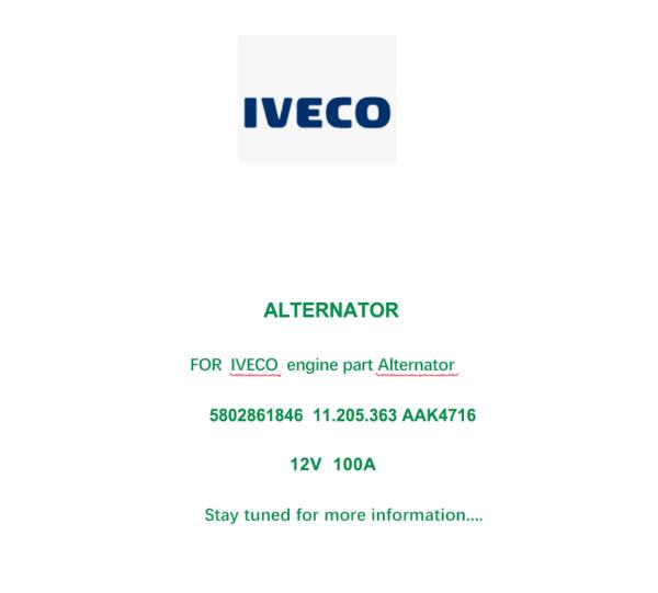 Alternador 12V 100A for IVECO Tractors, agricultural machinery 11.205.363