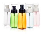 30ml 60ml Cosmetic Spray Bottle PET Clear Pump Bottle With White Spray Lids
