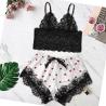 Buy cheap 2 Pieces Sweet Heart Print Sexy Underwear Lace Short Sleeve Satin Sexy Lingerie Suit from wholesalers