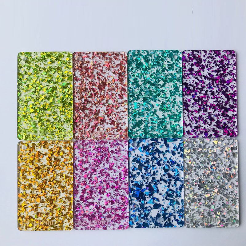 Transparent Chunky Glitter Acrylic Sheets Plexiglass Plastic Sheet Two Sides