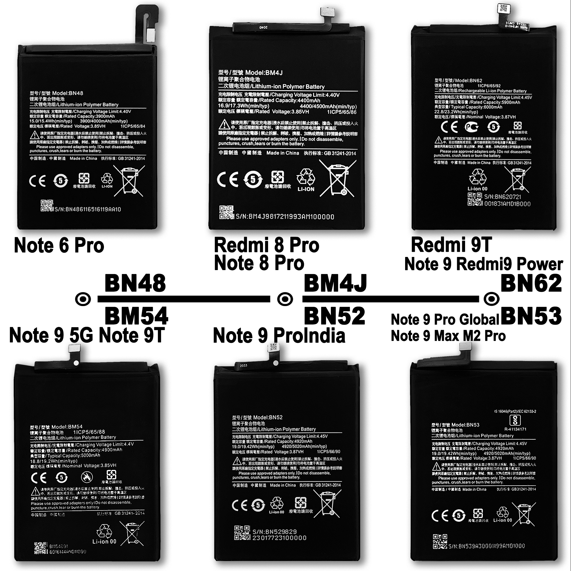 Ori 1 1 battery cell for Original Xiaomi 5x/4C/MI 6/Note 8 4X/max2 POCO 10/11 note