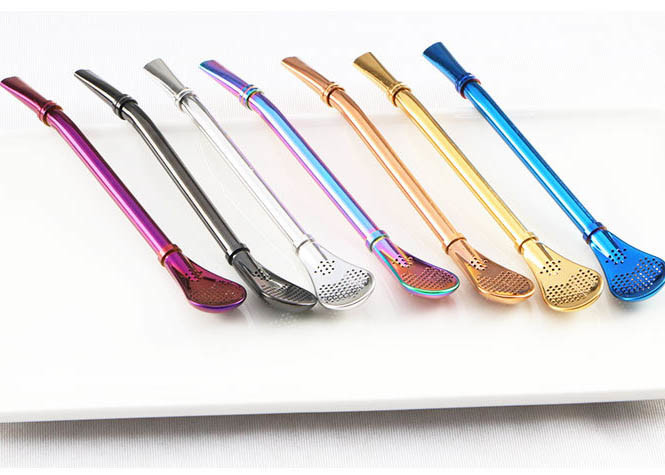 Novelty 304 Stainless Steel Straw / Creative Stainless Steel Coffee Scoop Filter