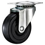Small Thread screw black rubber caster with side brake 2",2.5",3" light duty