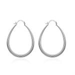 Platinum Plated Smooth Circle 14k Gold Hoops 30×21mm For Women Lady