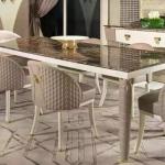 Rectangle Luxury Marble Dining Tables Modern Durable For Dine Room