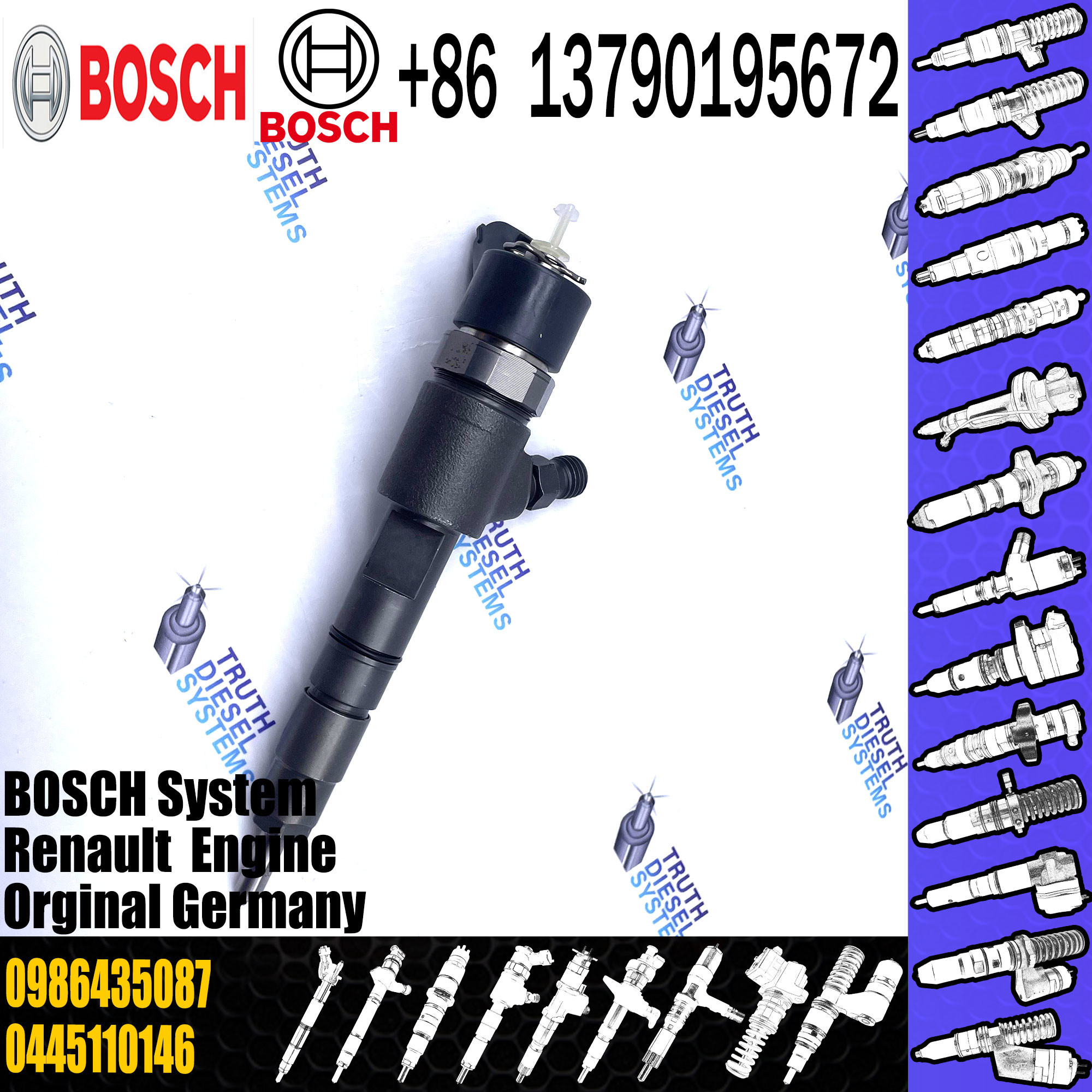 0986435087 0445110146 Common Rail Injector 0 445 110 146 Exchange Injection 0986435007 0445 110 146 for