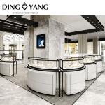 Customized Fine Freestanding Black White Glass Jewelry Showcase For Jewellery