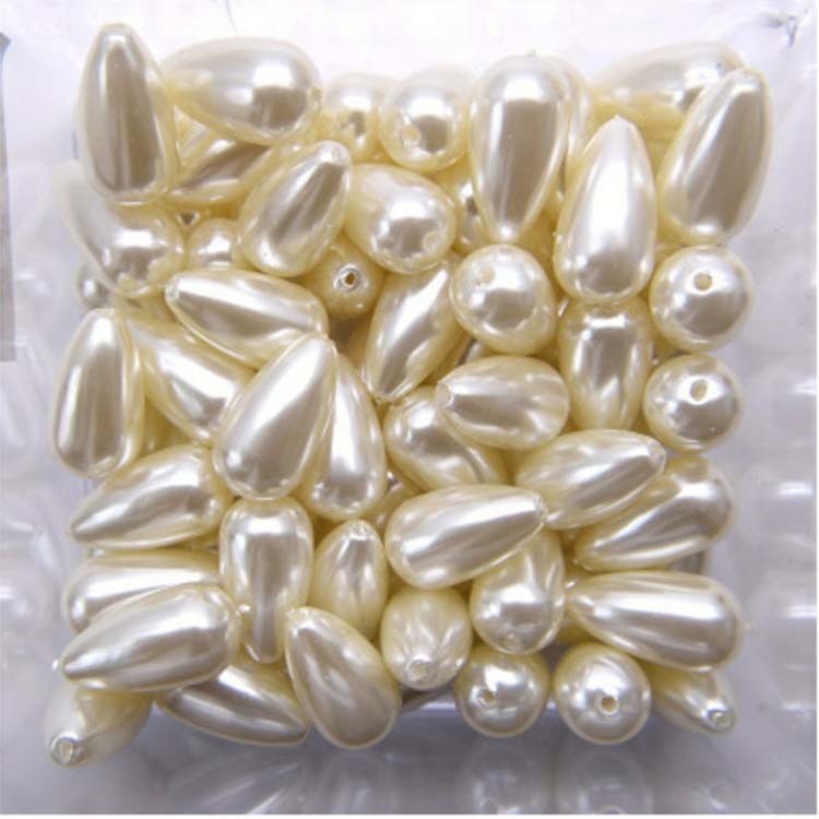 DIY Fashion Beads ABS Plastic Bead 10mmx20mm Cream Drop Imitation Pearls