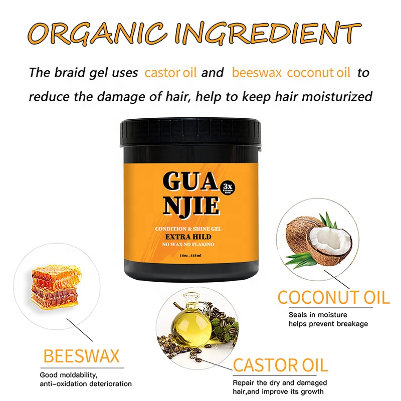 Customization Acceptable Organic Braid Gel For Extra Hold And High Shine On Oily Hair